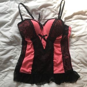 Pink and Black lingerie corset